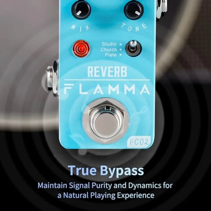 Flamma FC02 Reverb, Reverb-Pedal mit Studio, Church und Plate Effekten, echtes Metallgehäuse – Bild 6