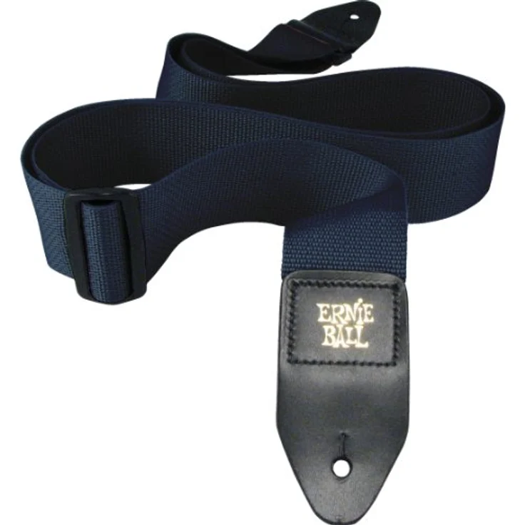 Ernie Ball 4049 Poly Strap, Gitarrengurt in Navy, verstellbar von 104 bis 182 cm, 5 cm breit, mit schwarzen Lederenden und goldfarbenem Logo – Bild 1