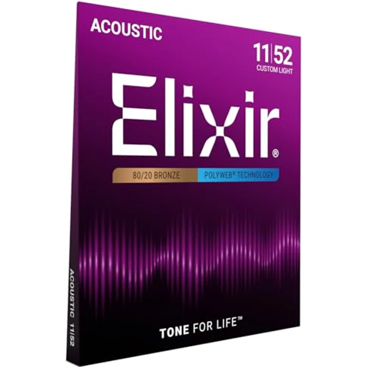 Elixir Polyweb Custom Light Acoustic Saiten, 80/20 Bronze, 011-052, GoreTex – Bild 1