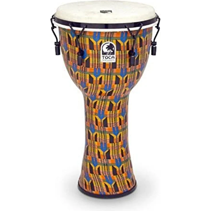 Toca SFDMX-14KB 14" Freestyle Djembe, Kente, Kunststoffkessel mit Ziegenfell, inkl. Tasche für Schulen und Kindergärten – Bild 2