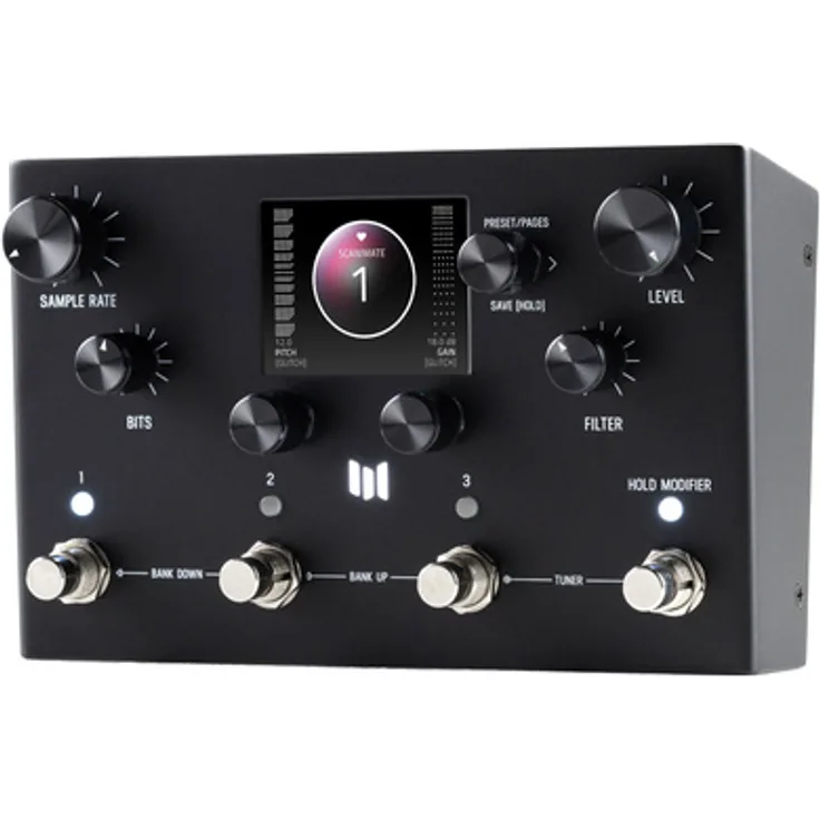 Meris Otto Bit X Black, Stereo Lo-Fi Bit Crusher Effektpedal mit 6 Glitch-Typen und 99 Presets
