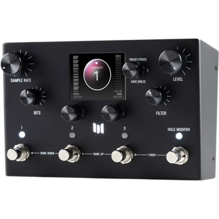 Meris Otto Bit X Black, Stereo Lo-Fi Bit Crusher Effektpedal mit 6 Glitch-Typen und 99 Presets
