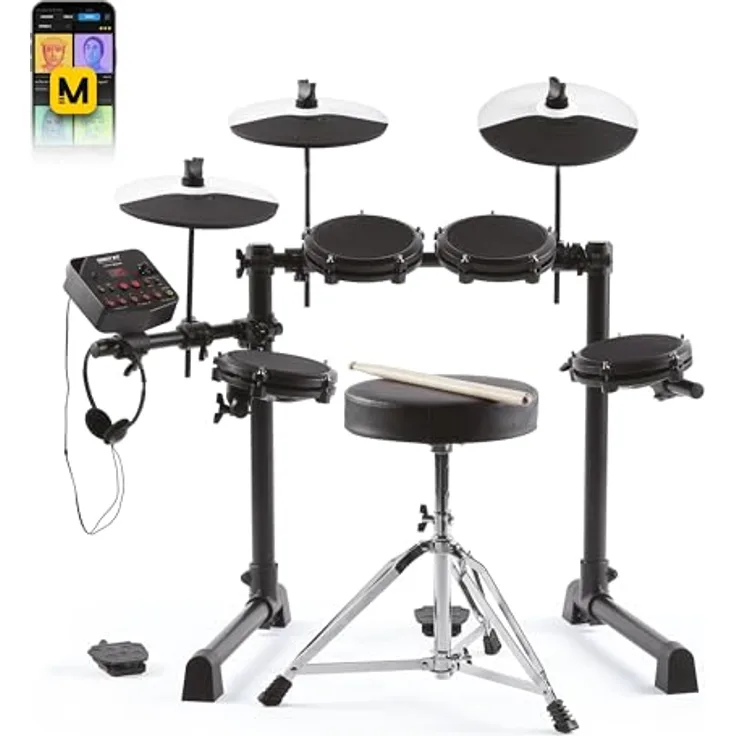 Alesis Debut Kit, komplettes E-Drumset für Einsteiger mit 10 Drumkits, 120 Sounds, 30 Patterns, inkl. Sitz, Sticks, Kopfhörer und USB-MIDI