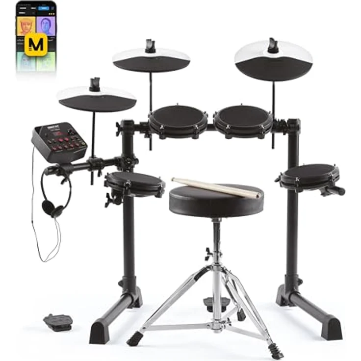 Alesis Debut Kit, komplettes E-Drumset für Einsteiger mit 10 Drumkits, 120 Sounds, 30 Patterns, inkl. Sitz, Sticks, Kopfhörer und USB-MIDI – Bild 1