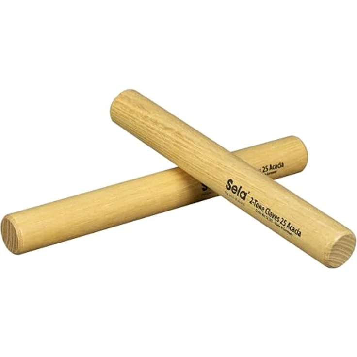 Sela 2-tone Claves 25 Acacia, Perkussionsinstrument aus matt lackiertem Akazienholz, Länge 215 mm und 200 mm, unterschiedliche Klangfarben – Bild 2