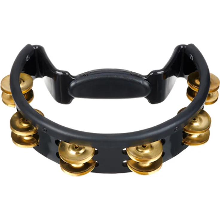 Pearl PTM-10GHX Quickmount Tambourine, schwarz, doppelreihig mit 12 Paar Messingschellen und Gummirand