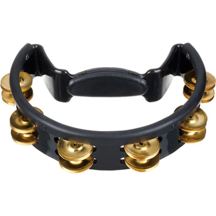 Pearl PTM-10GHX Quickmount Tambourine, schwarz, doppelreihig mit 12 Paar Messingschellen und Gummirand