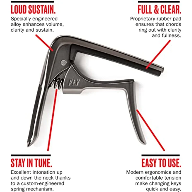 Dunlop Trigger Fly Capo GM, Kapodaster für Akustik- und E-Gitarre, gunmetal mit ergonomischem Griff und speziellem Federmechanismus – Bild 4