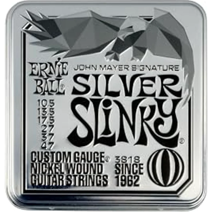Ernie Ball John Mayer Silver Slinky, E-Gitarrensaiten 3er-Pack Blechdose, verstärkte glatte Saiten 10.5-47 Gauge – Bild 1