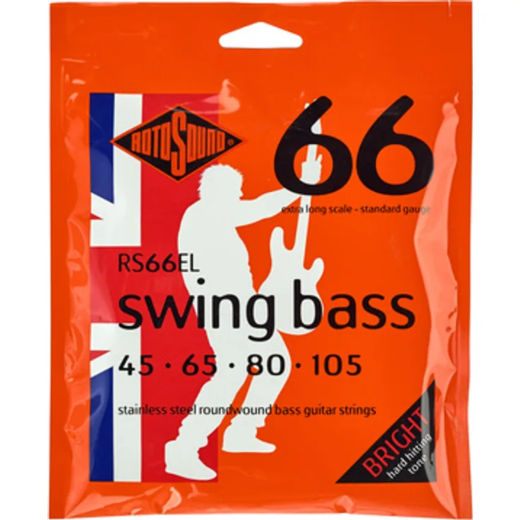 Rotosound RS66EL Swing Bass, E-Bass Saiten für lange Mensuren, Edelstahl, 4-Saiter, .045" .065" .085" .105"