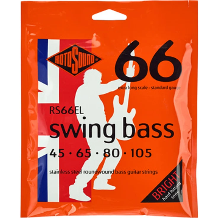 Rotosound RS66EL Swing Bass, E-Bass Saiten für lange Mensuren, Edelstahl, 4-Saiter, .045" .065" .085" .105"