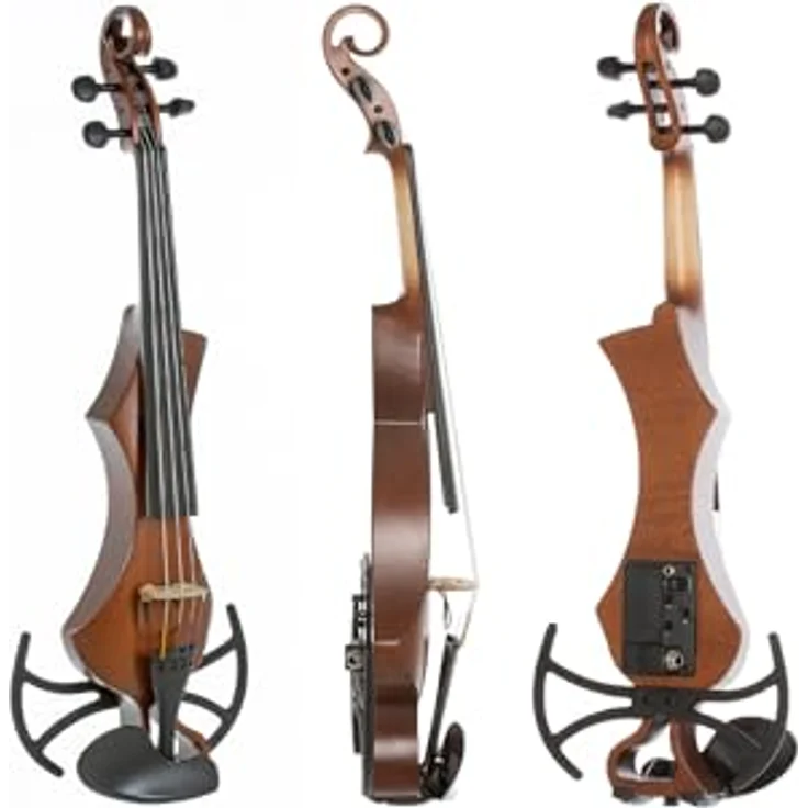 GEWA E-Violine Novita 3.0, elektronische 4-saitige Violine in Goldbraun mit Universaladapter für Schulterstützen – Bild 4