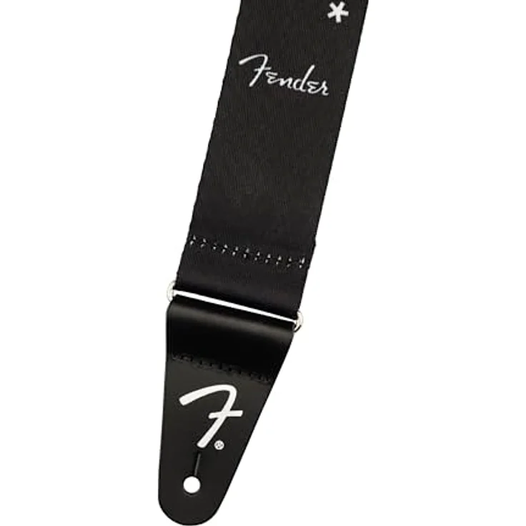 Fender DeLonge To The Stars Strap BK, Gitarrengurt mit Nylonmaterial und Lederenden, schwarz – Bild 3