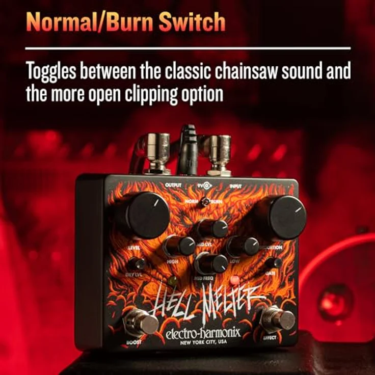 Electro Harmonix Hell Melter Distortion, Overdrive-Pedal für E-Gitarre mit umfassenden Regelmöglichkeiten und Boost-Funktion, made in USA – Bild 8