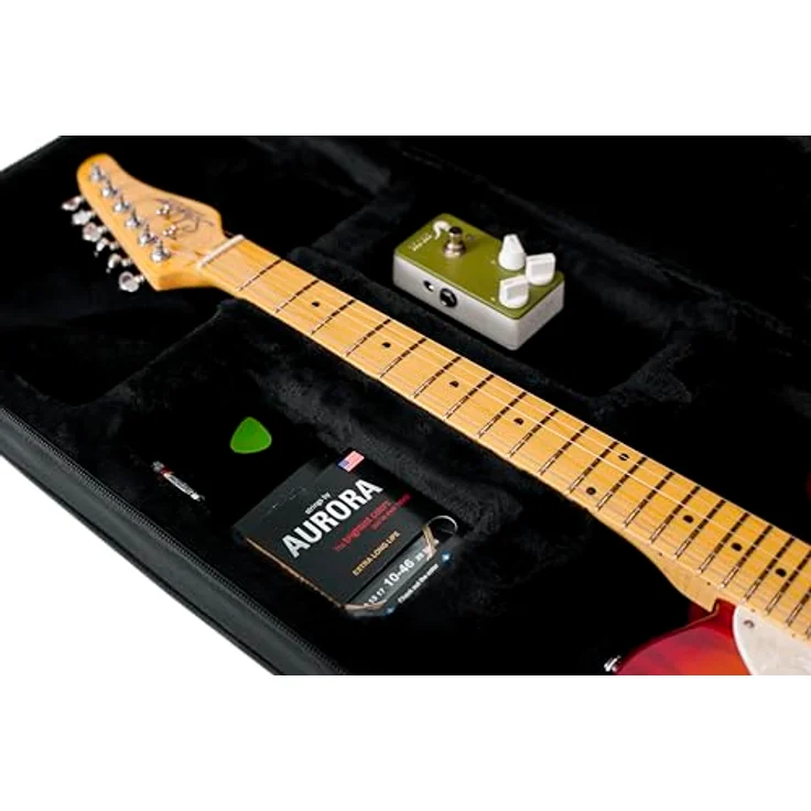 Gator Foam Case Electric Guitar, Gitarrenkoffer aus strapazierfähigem Nylon mit EPS-Schaumpolsterung, inkl. 2 Zubehörtaschen, abnehmbarer Schulterriemen, Maße: 107 cm x 32 cm x 6,1 cm, Gewicht: 2,90 kg – Bild 13