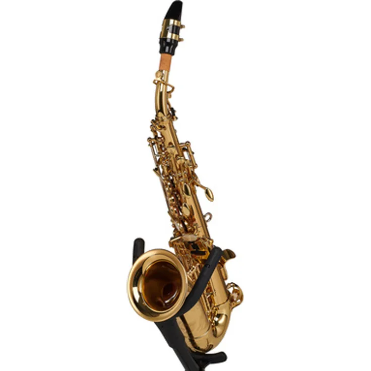 Yanagisawa SC-WO10 Curved Sopransaxophon, gebogenes Messingmodell mit Hoch F#-Klappe und Goldlack, inkl. Koffer und Mundstück