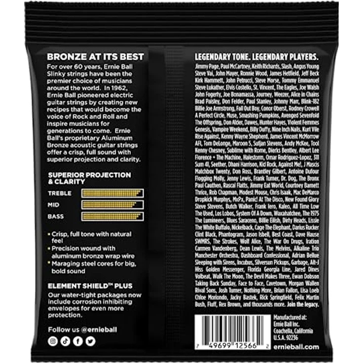 Ernie Ball 2566 Aluminum Bronze, Gitarrensaiten Satz für Westerngitarre, Medium Light, Saitenstärken 012-016-024-032-044-054 – Bild 2