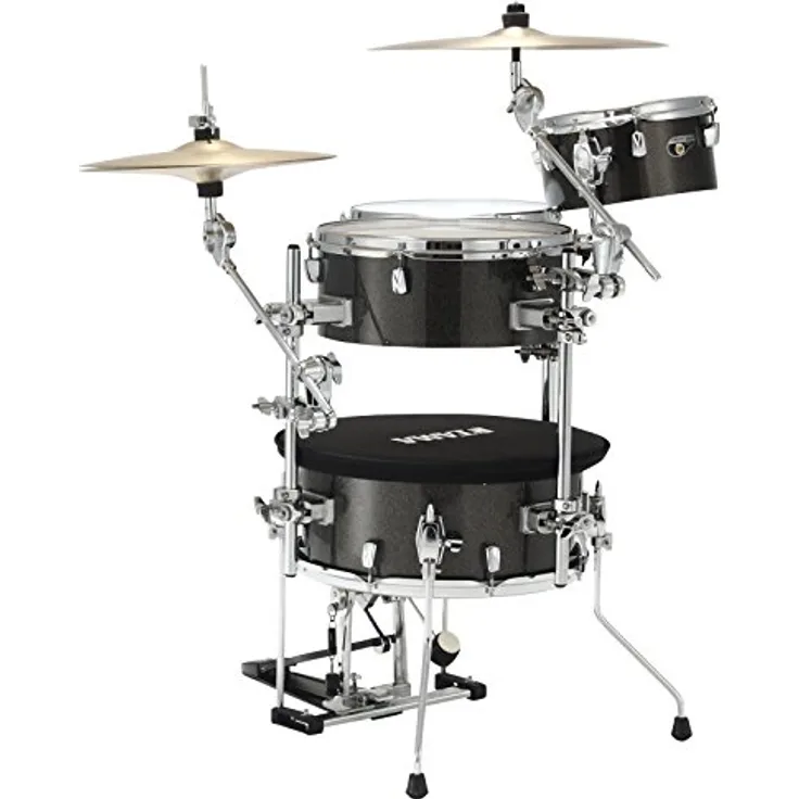 Tama Cocktail Jam Kit CJB46C-MGD, Schlagzeugset in Midnight Gold Sparkle, 100% Birkenholzkessel, inklusive Bass Drum Pedal und Beckenarmen