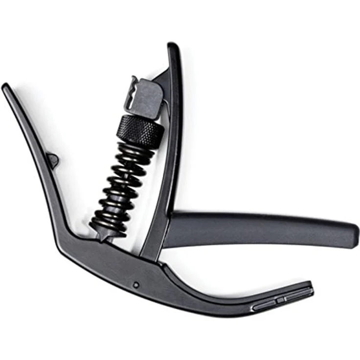 D'Addario NS Künstler Kapodaster für 6-saitige Akustik- und E-Gitarren, aus Aluminium, schwarz, mit integriertem Plektrumhalter – Bild 4