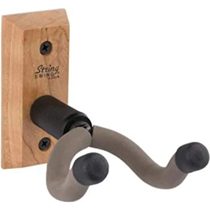 String Swing CC01K Guitar Wall Hanger, Gitarrenwandhalter aus Kirschholz für Bass-, Elektro- und Akustikgitarren, tiefes Bügeldesign, Made in USA – Bild 1