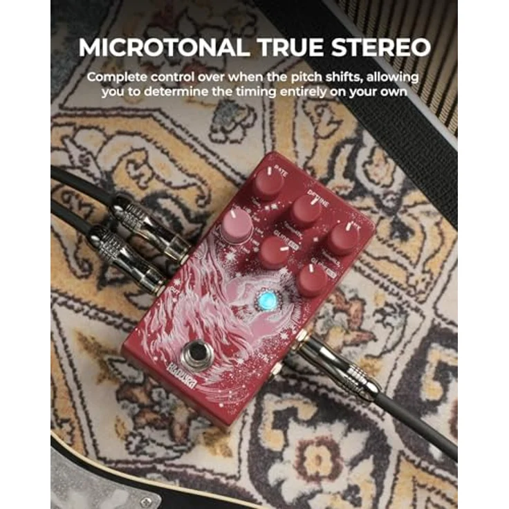 Klowra Vein Pitch Shifter Gitarrenpedal für E-Gitarre – Polyphones Pitch-Shifting mit 17 Shift-Drop-Typen, mikrotonales True Stereo, massive Detune-Reichweite, präziseres Tracking, CTRL-Steuerung (Rot) – Bild 4