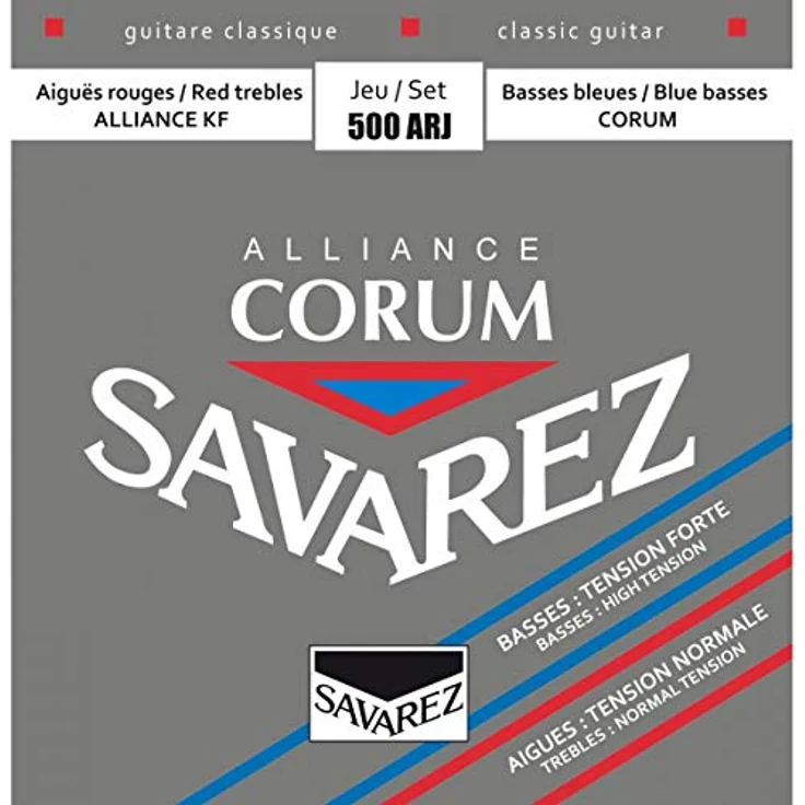 Savarez Corum Alliance 500 ARJ Set, Klassische Gitarrensaiten in rot/blau mit normaler Spannung