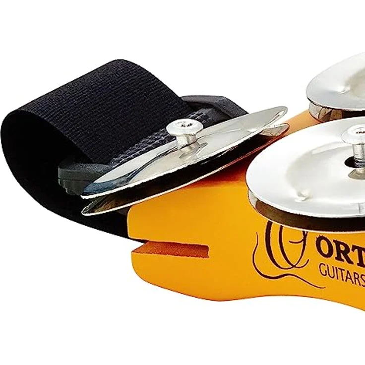 Ortega OSSFT Foot Tambourine, Fuß Tambourine aus Rubberwood mit 5 Paar Edelstahl-Schellen, ergonomisches Design – Bild 5
