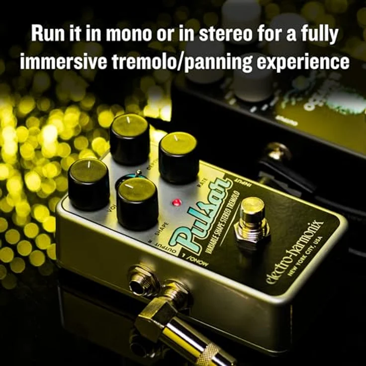 Electro Harmonix Nano Pulsar Tremolo, kompaktes Tremolo/Panner Effektpedal für E-Gitarre, Mono-/Stereo-Ausgang, Triangle/Square Wave-Modus – Bild 10