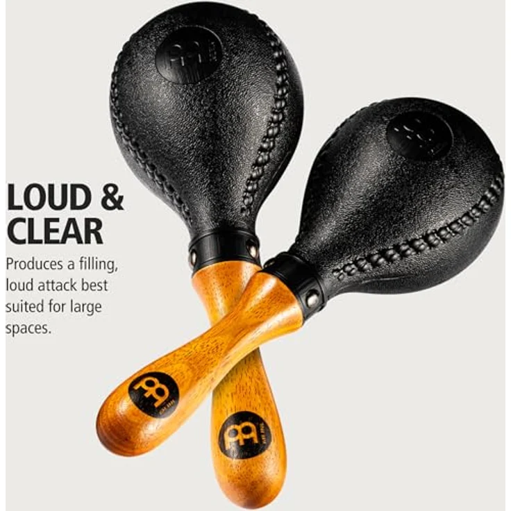 Meinl PM2BK Maracas, Percussion Instrument im Paar, Schwarz mit grober Körnung – Bild 2