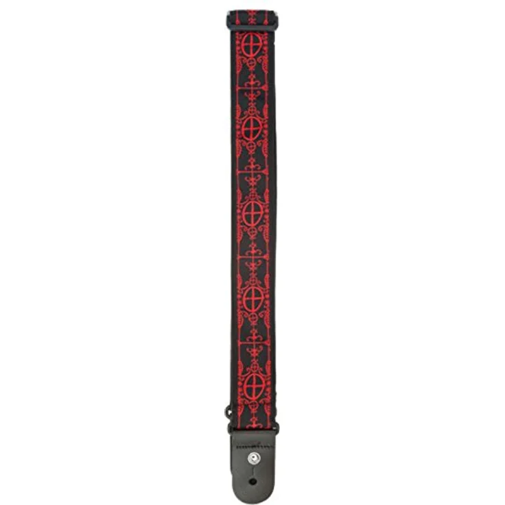Daddario 50A12 Voodoo Guitar Strap, verstellbarer Nylongurt mit 50mm Breite und Lederenden, Voodoo Muster – Bild 2