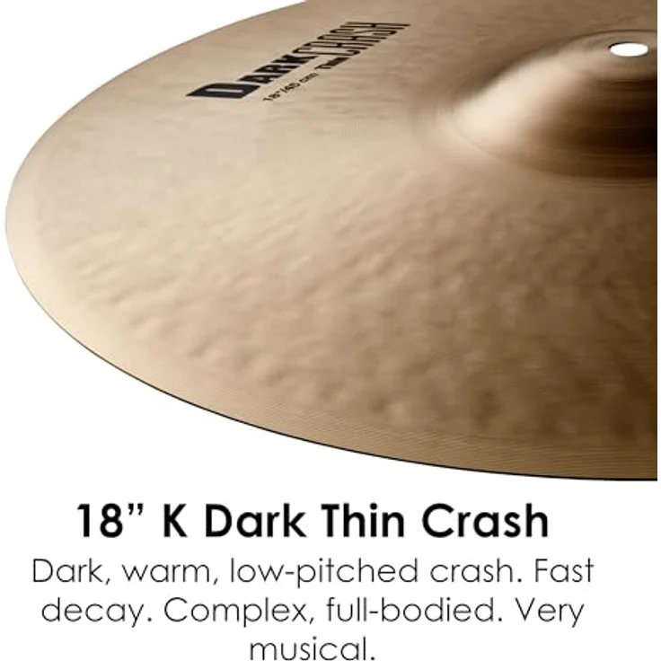 Zildjian K Zildjian Series - 18 Zoll Dark Crash Thin Cymbal, traditionelles Finish mit warmem Klang und kurzem Sustain – Bild 3