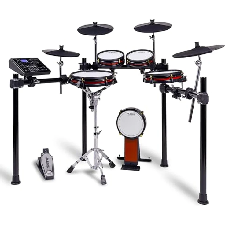 Alesis Crimson III Mesh E-Drum Kit, vielseitiges E-Drum Set mit 40 Drumkits, 12" Zwei-Zonen Snare und 14" 3-Zonen Ride Becken, schwarz – Bild 9