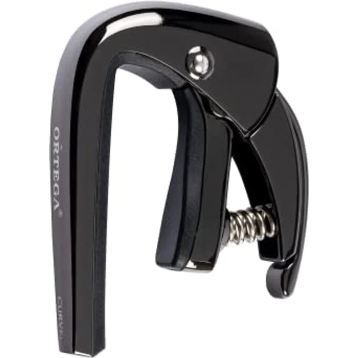 Ortega TNCAPOCV-BCR Kapodaster, Aluminium Black Chrome Edition für Gitarren mit gewölbtem Griffbrett bis 52mm, Quick-Lock-System – Bild 1