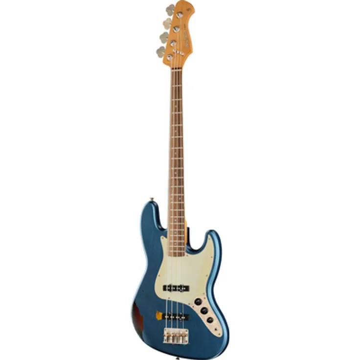 Harley Benton JB-62LA E-Bass, Lake Placid Blue over Sunburst, vintage Serie, ausgewählte Erle, karamellisierter Ahorn, alnico 5 Tonabnehmer