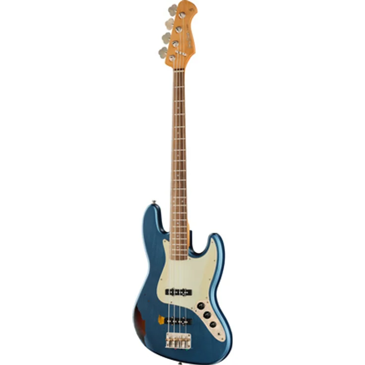 Harley Benton JB-62LA E-Bass, Lake Placid Blue over Sunburst, vintage Serie, ausgewählte Erle, karamellisierter Ahorn, alnico 5 Tonabnehmer