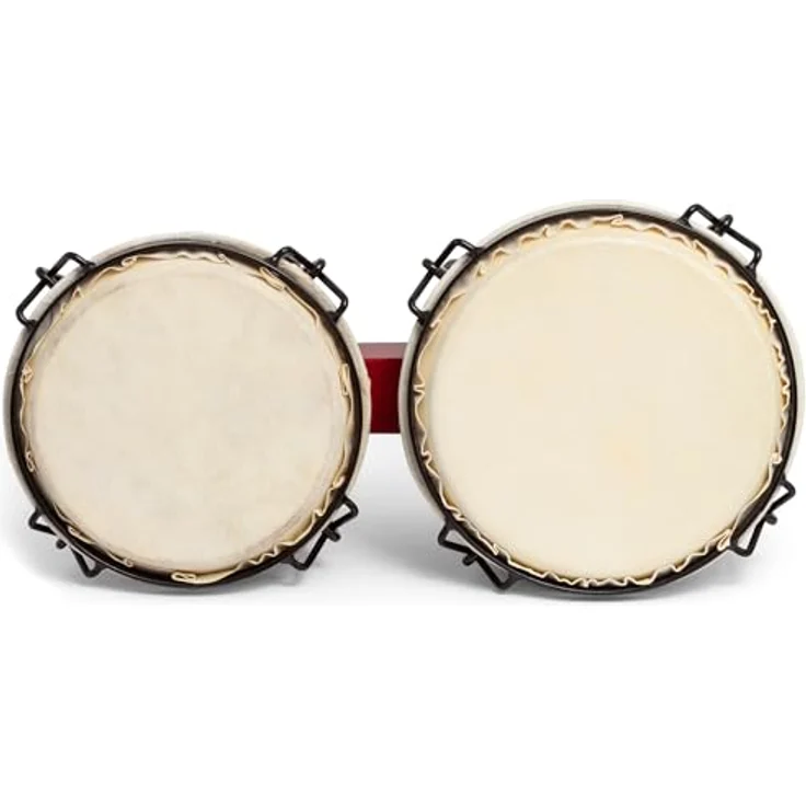 World Rhythm TIGER BON7 Bongo Trommeln aus Eiche, 15,2 cm und 17,8 cm Rohleder Köpfe, mit gepolsterter Gigbag, Weinrot – Bild 3