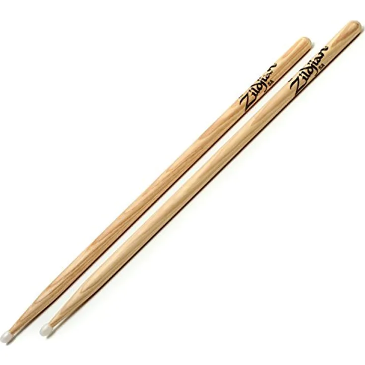 Zildjian 5AN Hickory Drumsticks, 406mm Länge, 14,2mm Durchmesser, Ovaler Nylon Tip, Natural