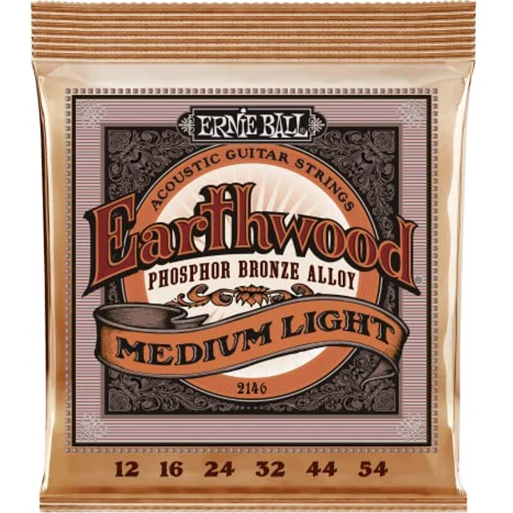 Ernie Ball Earthwood Medium Light Akustik-Gitarrensaiten, Phosphor-Bronze, Stärke 12–54, warmer Klang, USA-Herstellung – Bild 1