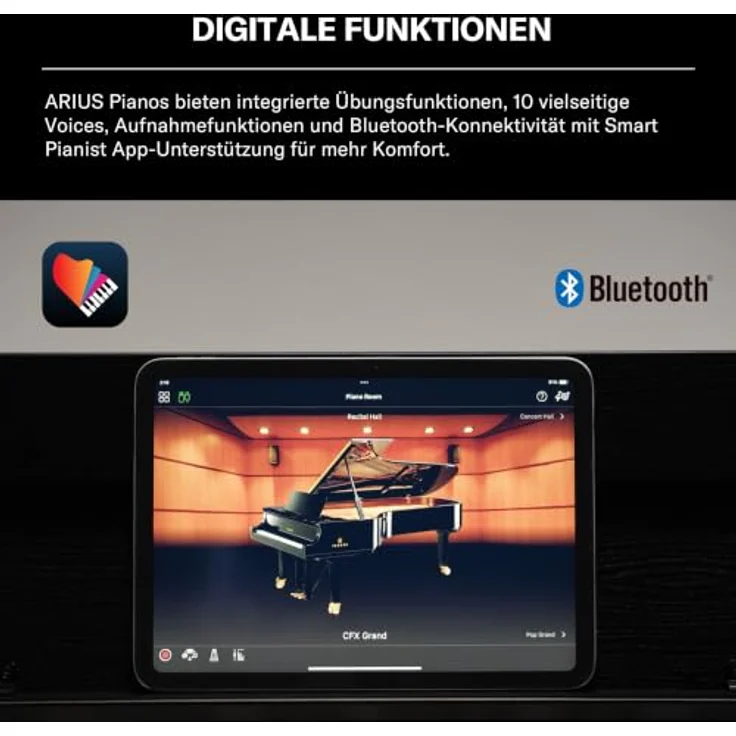 Yamaha YDP-S36 WB Arius, Digital Piano mit 88 gewichteten Hammermechanik-Tasten, 10 Sounds, Bluetooth Audio/Midi, Farbe Weiß Birke – Bild 5