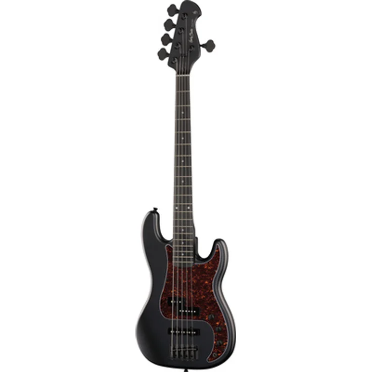 Harley Benton PJ-5 SBK Deluxe Series, 5-saiter E-Bass mit Pappel-Korpus, Ahorn-Hals und Satin Black Finish