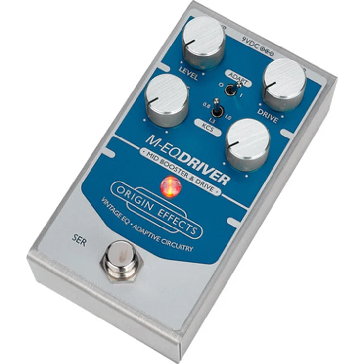 Origin Effects M-EQ Driver Mid Boost/Overdrive, Effektpedal für E-Gitarre mit Drive-, Level- und Mids-Regler, made in UK