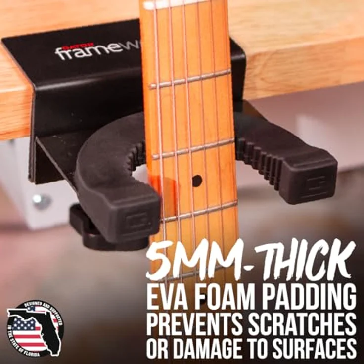 Gator Frameworks Desk Clamping Guitar Rest, Gitarrenständer mit Tischklemme für Halsbreiten bis 64 mm, 5 mm EVA Schaumstoff zum Schutz, Abmessungen 114 x 86 x 146 mm, Gewicht 0,57 kg – Bild 4