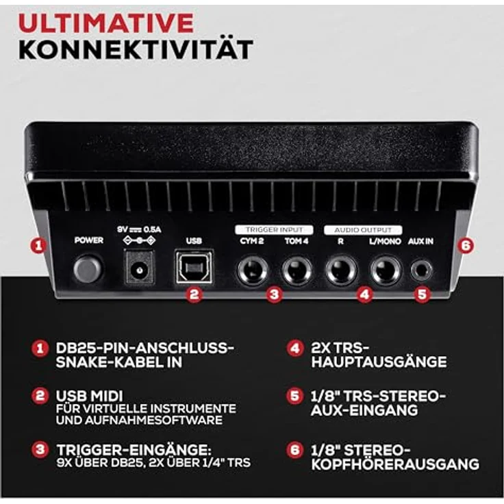 Alesis Nitro Ultimate Drum Kit, E-Drum Set mit 10" 2-Zonen Mesh Snare, Bluetooth Audio Streaming und 640+ Sounds – Bild 8