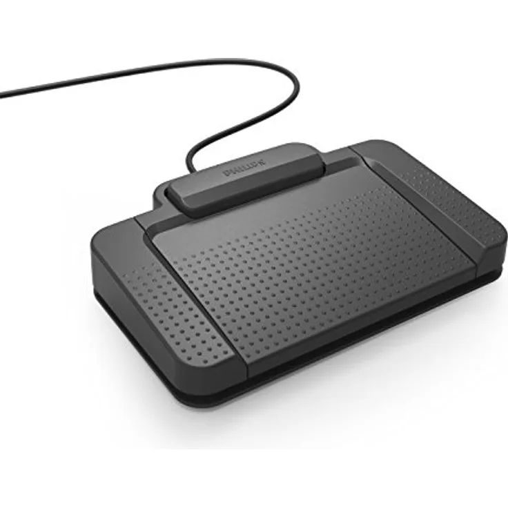 Philips ACC2310 USB-Fußschalter, 3 Pedal-Design für Rücklauf, Vorlauf und Wiedergabe, Plug und Play, ergonomisches Design, anthrazit