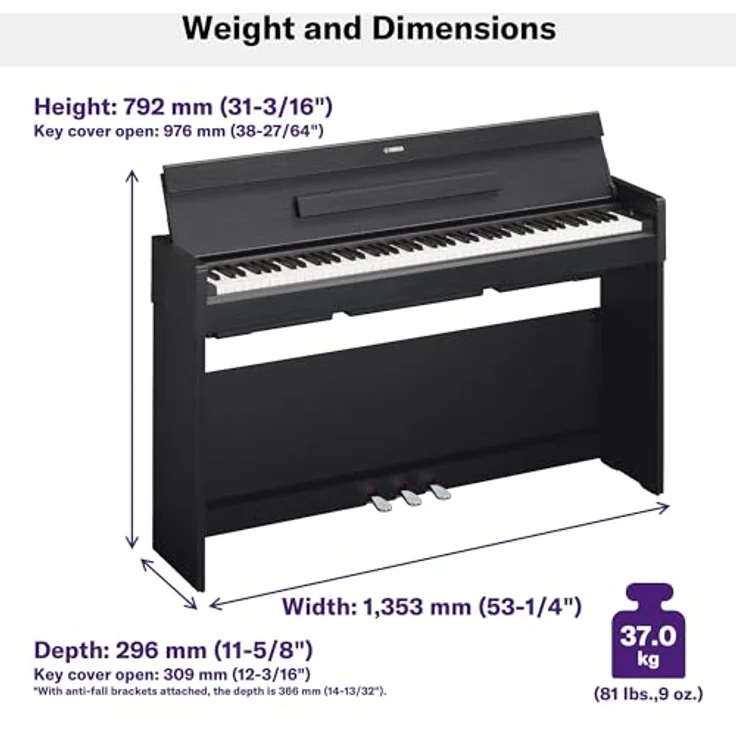 Yamaha YDP-S35 WH Arius, Digital Piano mit 88 gewichteten Tasten, 10 Sounds inkl. CFX, 192-stimmig polyphon, weiß – Bild 5