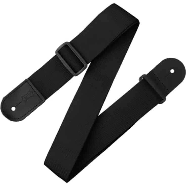 Levys Poly Strap 2" BK, Gitarrengurt aus Polypropylen mit Lederendstück, verstellbar von 89 cm bis 157 cm, schwarz – Bild 1