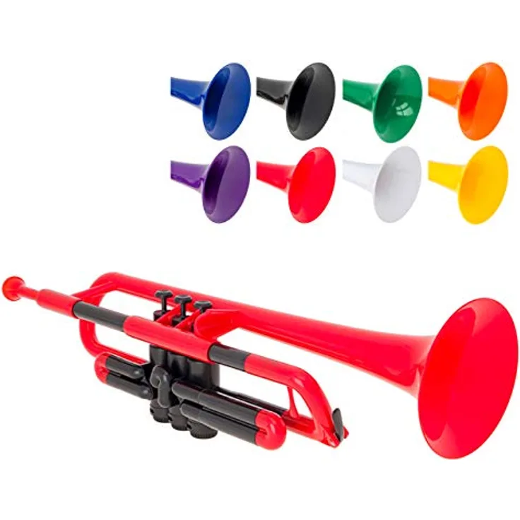 PINSTRUMENTS pTrumpet PTRUMPET1R, Kunststofftrompete in Rot, leicht & ideal für Schulen, inkl. Tragetasche und 2 Mundstücke