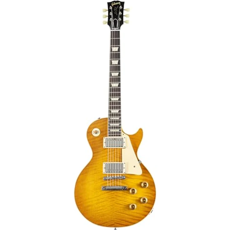 Gibson Les Paul 59 DL Light Aged, E-Gitarre mit geflammter Ahorn Decke, massiven Mahagoni Korpus, Dirty Lemon - Light Aged – Bild 2