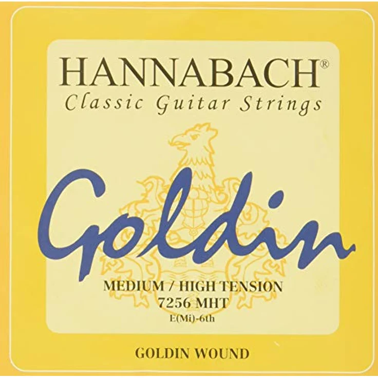 Hannabach Klassikgitarrensaiten Serie 725 MHT Goldin, E6, Medium/High Tension, hochwertige Nylon-Multifilament-Bass-Saiten, made in Germany – Bild 1