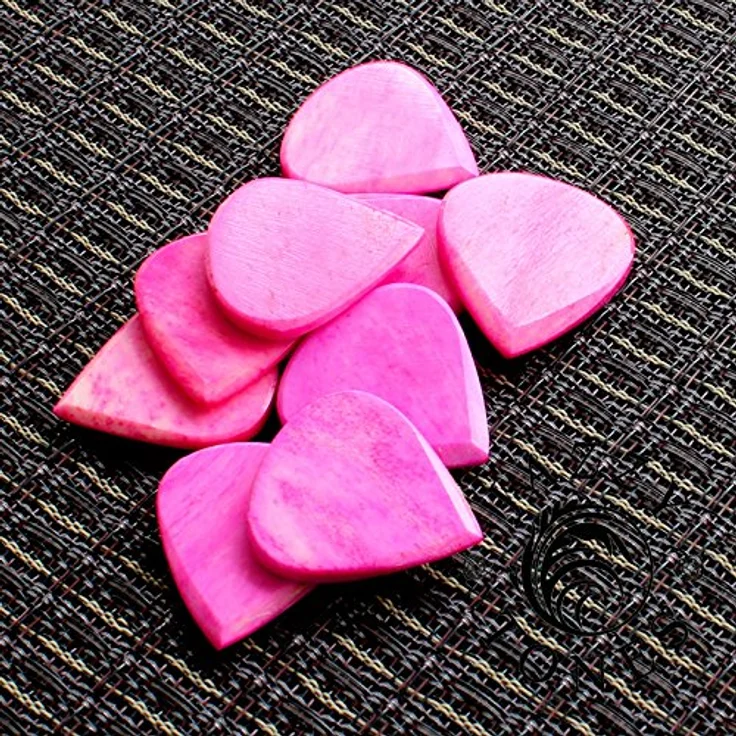 Timber Tones Jazzy Tones PB1, Plektrum aus gefärbtem Buffalo Bone, pink, für akustische und elektrische Gitarre – Bild 4